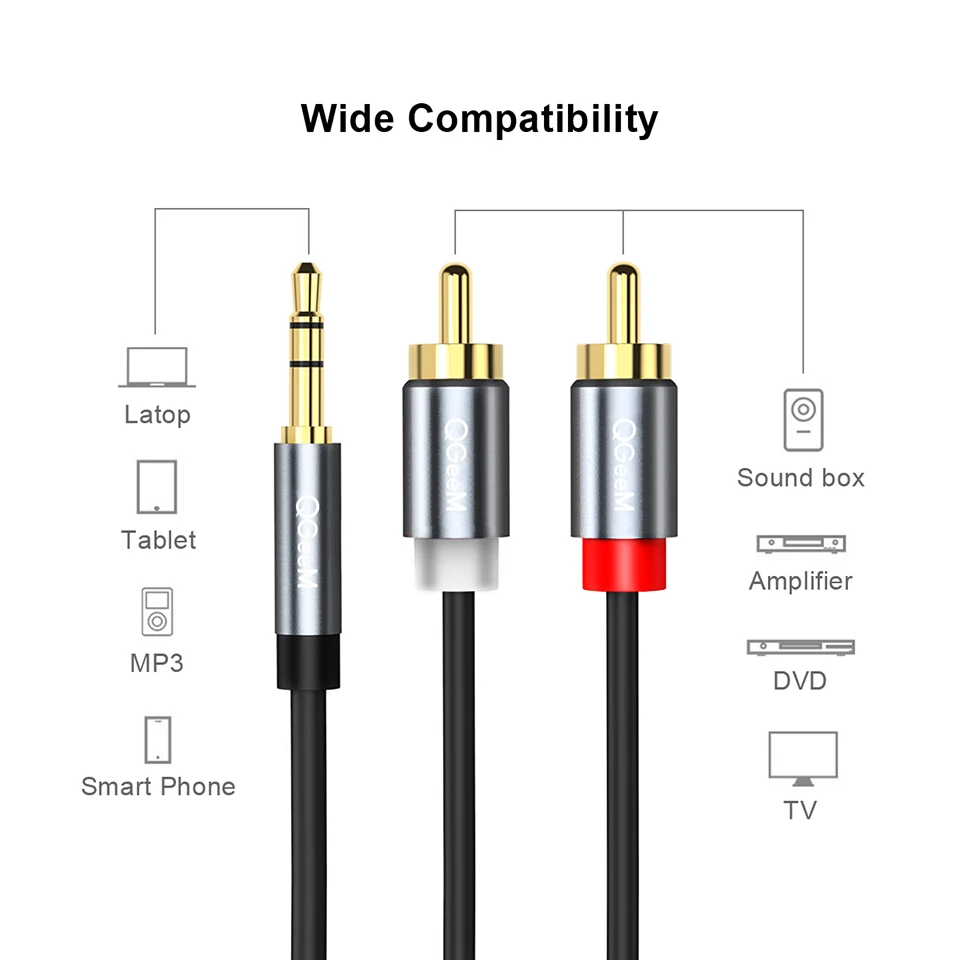 QGeeM RCA Cable 2RCA to 3.5 Au - Home Cinema Amplifier recension och pris